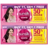 Sunsilk Shampoo Smooth & Manageable  Pink 13mlx11+1Free pc