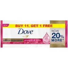 Dove Shampoo Straight & Silky (Pink) 12mLx11+1Free Pc